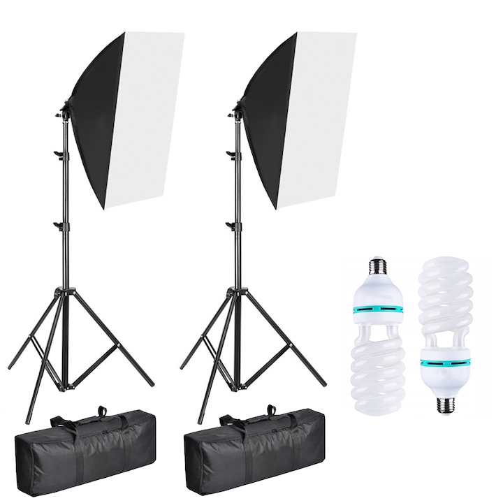 Кои са Най-Добрите Ринг Лампи и Осветление за Селфита, Влогове, Грим Комплект от 2 софтбокс лампи