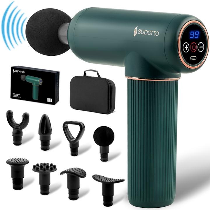 Топ 10 Ефективни Масажори за Гръб с Мигновен Ефект Професионален перкусионен масажен пистолет Suporto 2.0