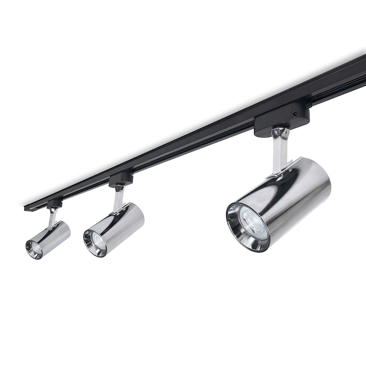 Комплекти Магнитни Релсови Лампи - Как да Изберем Правилните? Steka Ductus хромирана LED релсова лампа GU10 x3 + шина 1