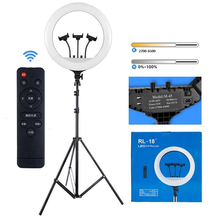 Кои са Най-Добрите Ринг Лампи и Осветление за Селфита, Влогове, Грим Голяма LED ринг лампа с трипод 210 см.