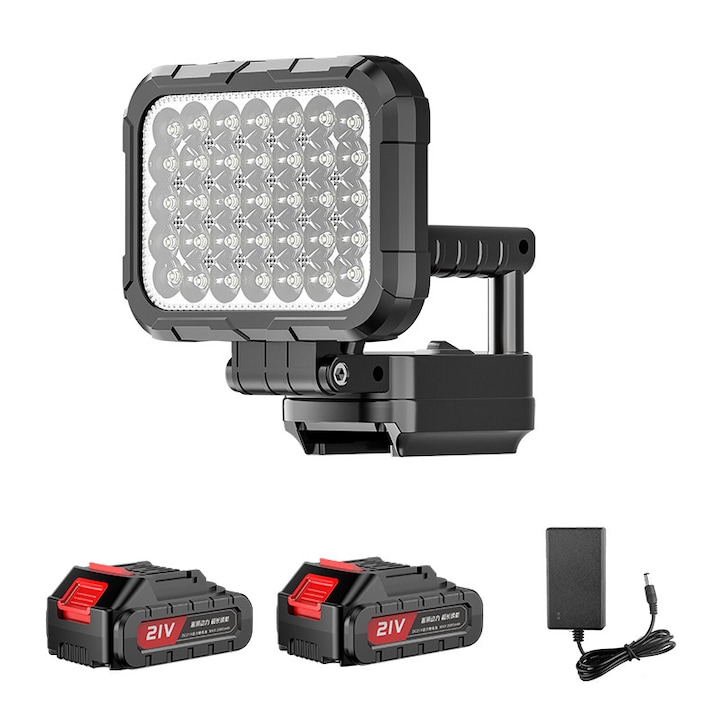 Fooeis LED работна светлина 4500LM черна 300W 40 LED 18V 20V 2 батерии 2000mAh регулируема на 140° - eMAG.bg