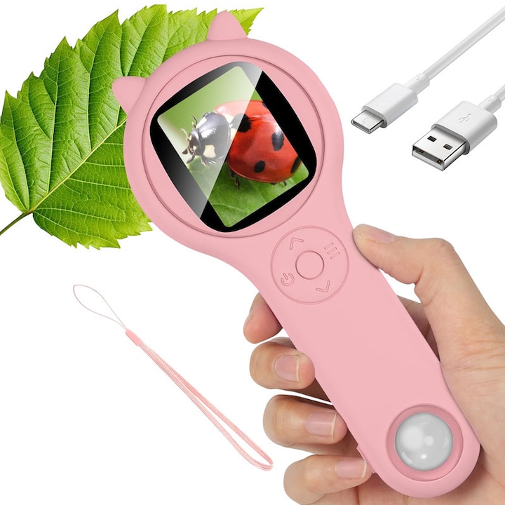 Топ 10 Най-Добрите Детски Микроскопи Портативен детски микроскоп 2 инча 500x розов пълен комплект - eMAG.bg