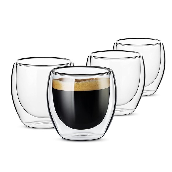 Как да Изберем Чаша за Еспресо - Класация Най-Добрите Комплект от 4 стъклени чаши Teno с двойна стена