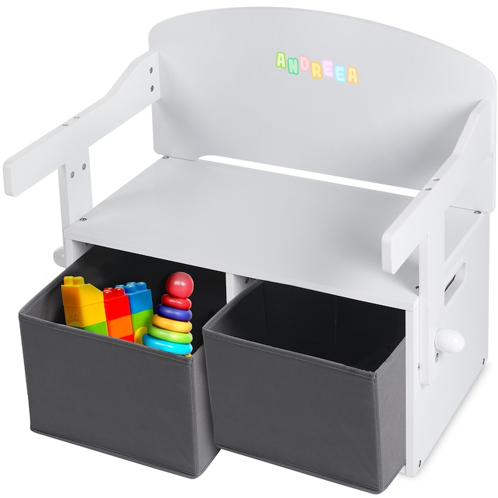 Забавни и Удобни Детски Пейки за Стая 3 в 1 трансформируема детска пейка с маса и място за съхранение на играчки Suporto