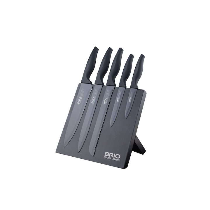 Сравняваме Най-Добрите Комплекти Кухненски Ножове за 2026 Година Комплект ножове с магнитна стойка BRIO Night Vision