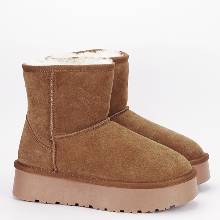 Къси кафяви ботуши от естествена кожа B-W5825 110 11354 - eMAG.bg