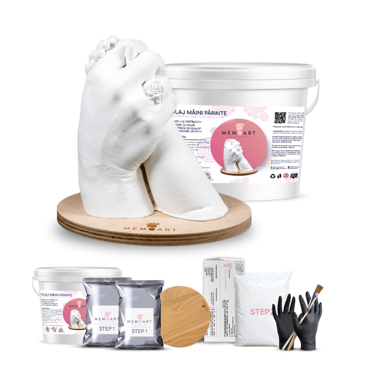 Най-Добри Комплекти за Отливки на Ръце (3D Гипсова Форма) - Класация Комплект за 3D отливка на ръце Родител и Бебе с дървена букова поставка