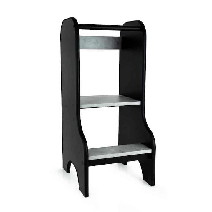 Топ 20 Най-Подходяшите Учебни Кули за Деца Платформа Kitchen Helper Learning Tower за Монтесори Регулируема кула за обучение Черен и светлосив