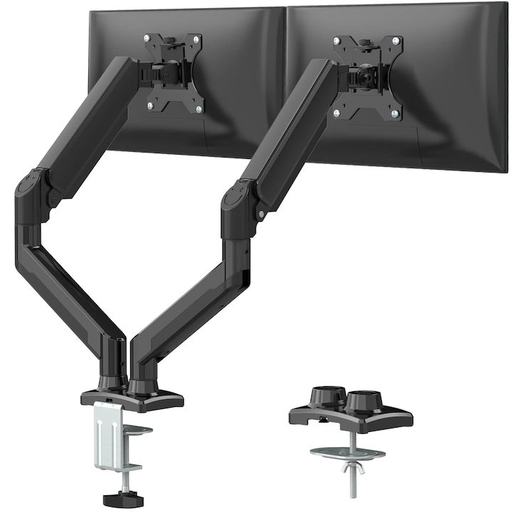 Топ 15 Най-Добрите Стойки за Монитор за 2026 Година XIUWOO Скоба за монтиране на двоен монитор Газова пружина Шарнирно рамо за монитор Регулируема стойка за монитор с щипка и основа за окото Пасва до 32-инчови LCD компютърни монитори Черен - eMAG.bg