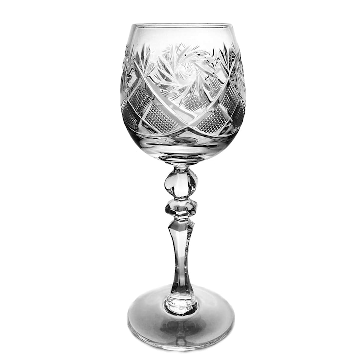 Комплект от 6 ръчно гравирани кристални чаши за вино