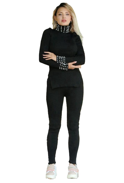 FY FashionForYou — пълен преглед на дамски анцузи и спортни комплекти: модели, характеристики и линкове Комплект панталон и блуза Aniko с перли - eMAG.bg