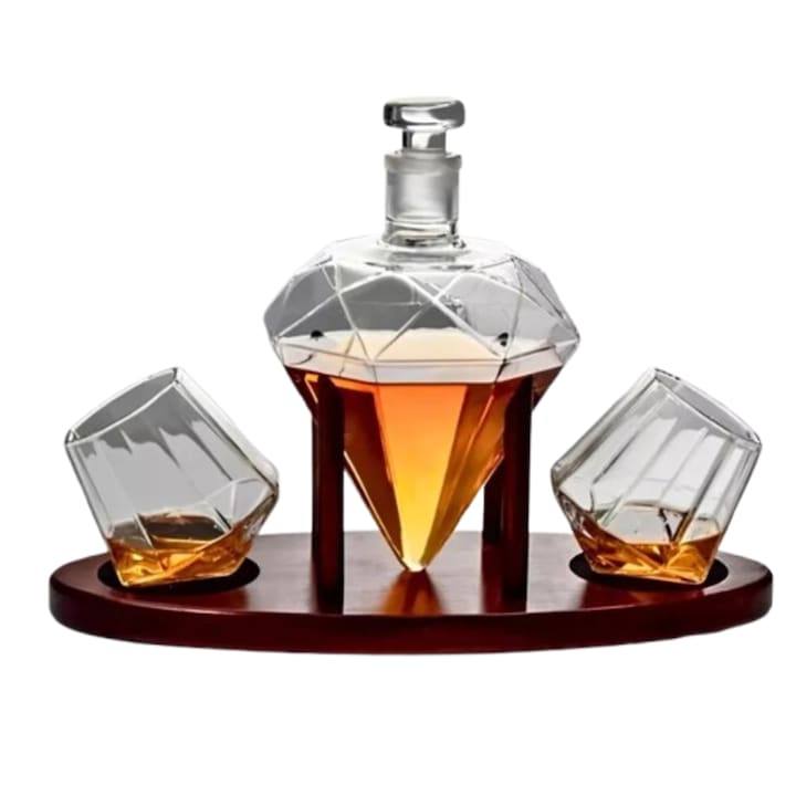 Комплект стъклен декантер диамант