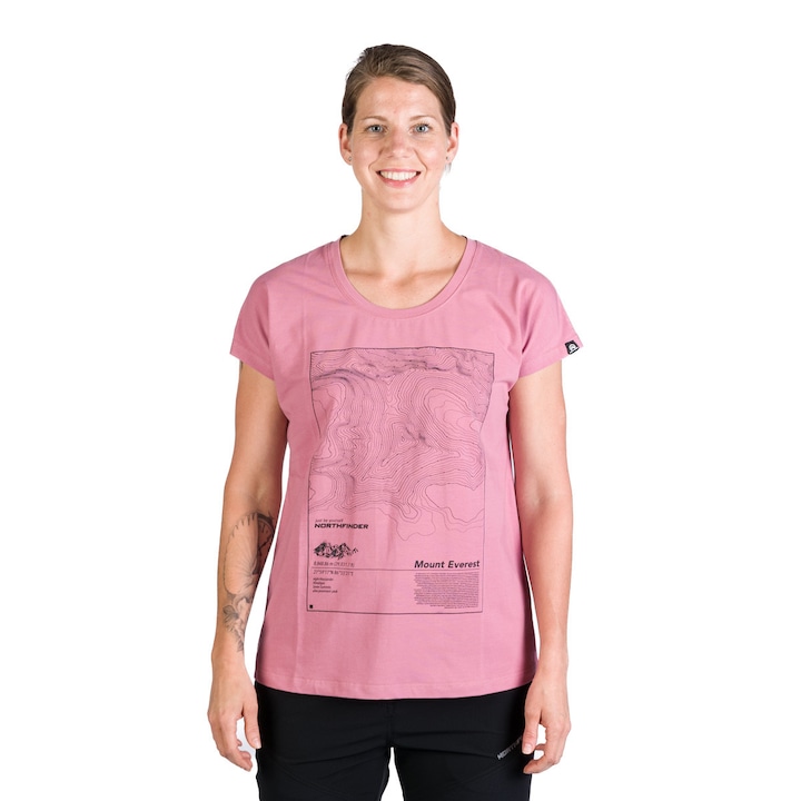 Дамска памучна тениска за трекинг Gayel розова - eMAG.bg