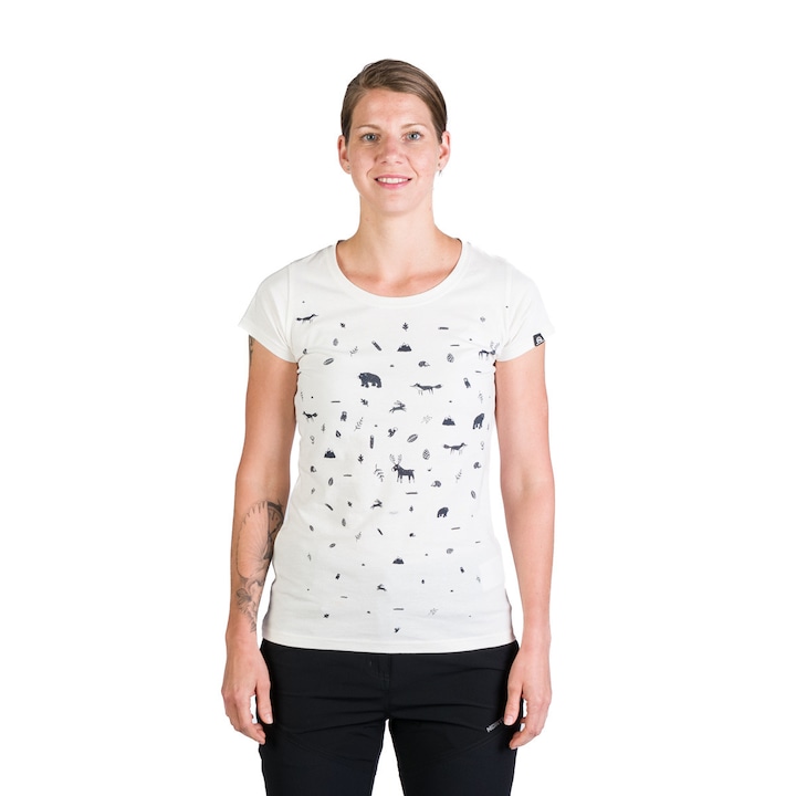 Дамска дишаща тениска от органичен памук с принт Judith white - eMAG.bg