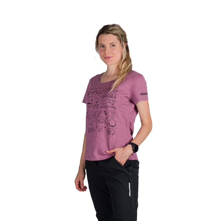 Дамска органична памучна техническа тениска за открито Amie розово вино dwwf - eMAG.bg