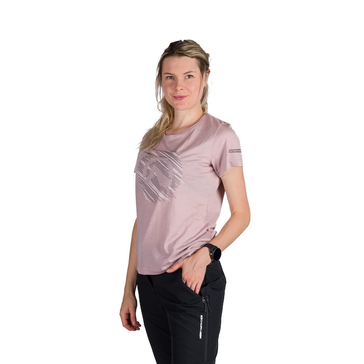 Дамска техническа тениска от мериносова вълна Lindsey светлорозова - eMAG.bg
