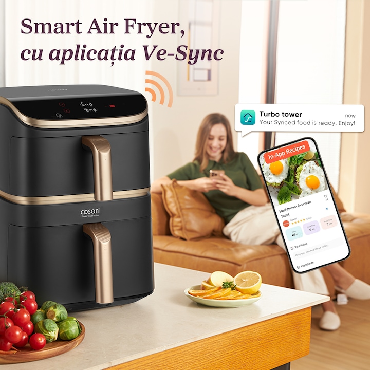 Двоен фритюрник с горещ въздух Cosori Turbo Tower Pro CAF-DC123S