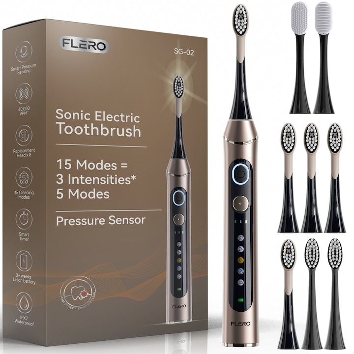 Четки за зъби с много резервни глави и аксесоари - Класация Електрическа звукова четка за зъби FLERO® за възрастни и деца