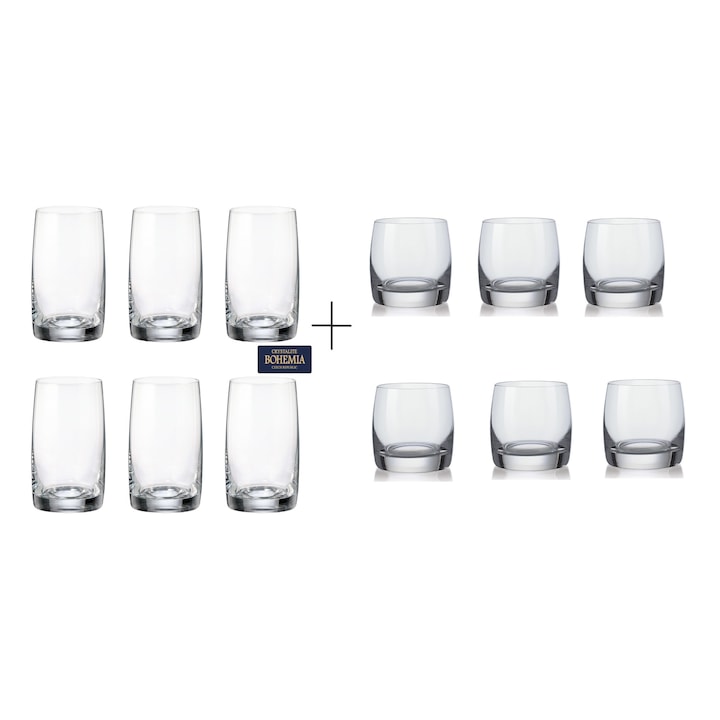 Комплекти Чаши за Вода и Безалкохолно – Топ 10 Комплект чаши за уиски и безалкохолно Crystalite Bohemia Pavo