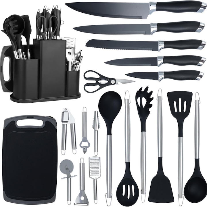 Комплект кухненски прибори и ножове от 20 части със стойка Macvi®