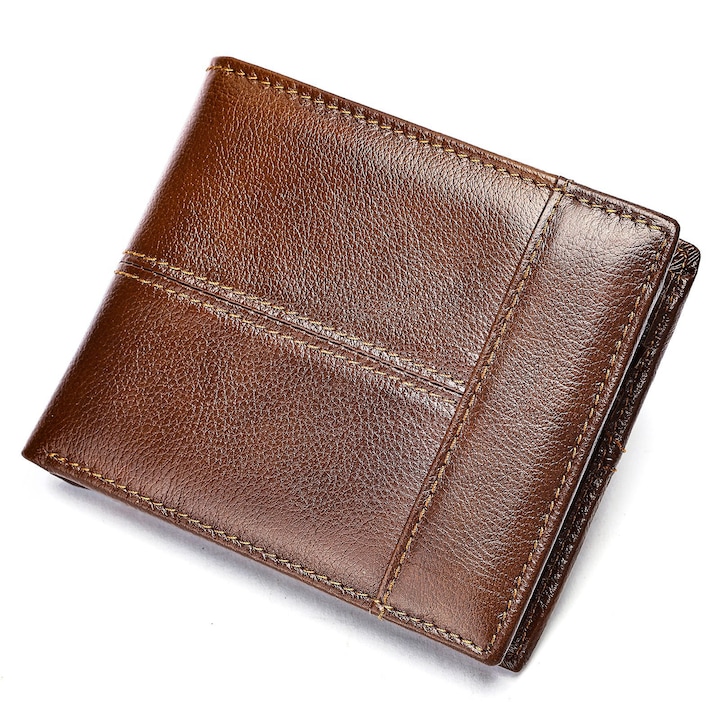 Топ 20 Мъжки Портфейла за 2026 Година Мъжки портфейл от естествена кожа с винтидж вид - ретро портмоне с RFID защита и отделения за снимки - червеникаво-кафяв - eMAG.bg