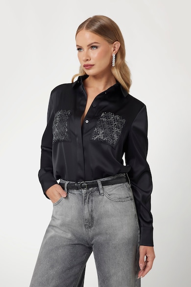 GUESS Сатинирана риза с пришити джобове