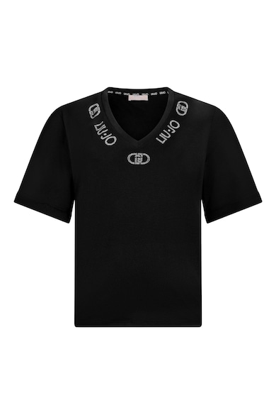 Liu Jo Шпиц тениска с лого от декоративни камъни