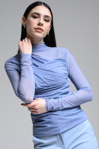 BOSS Набрана блуза със средновисока яка