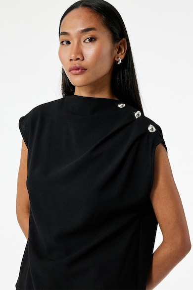 Най-Добрите Дамски Блузи С Овално Деколте — 10 Модела За Всеки Ден KOTON Свободна блуза с овално деколте и набирания