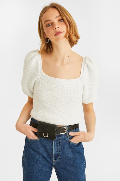 Топ 10 Дамски Базови Бели Блузи И Тениски Под 20 € OXXO Блуза с памук с квадратно деколте