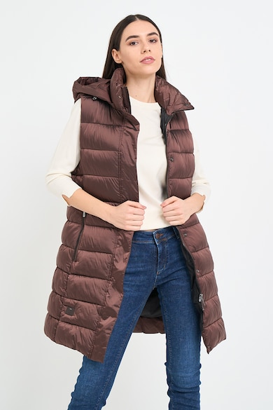 Timeout Дълъг подплатен елек с качулка