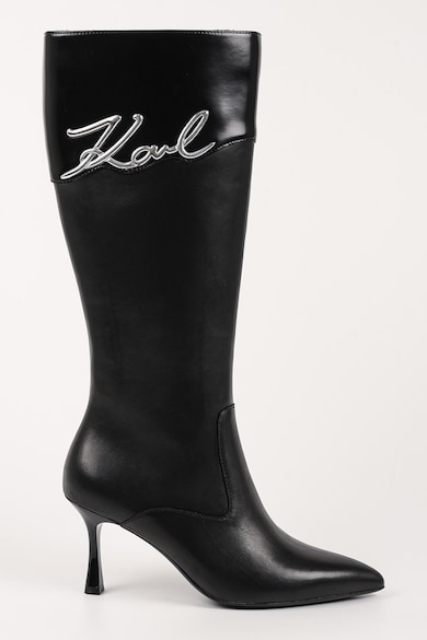 Karl Lagerfeld Високи ботуши с лого и котешки ток