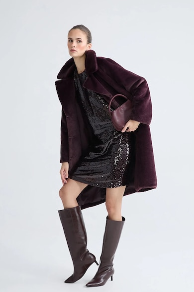 Пухени И Капитонирани Дамски Якета: Топ 8 Уютни Модела LC WAIKIKI Дълго палто от еко пух с двойни ревери