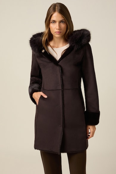 Oltre Дълго палто от еко вълна с качулка