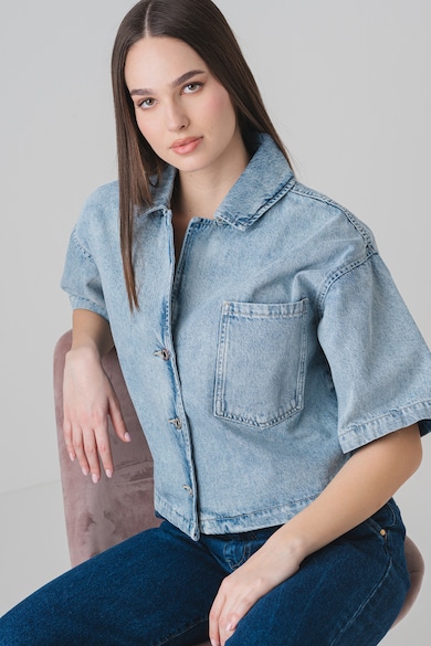 HUGO Риза от деним с паднали ръкави