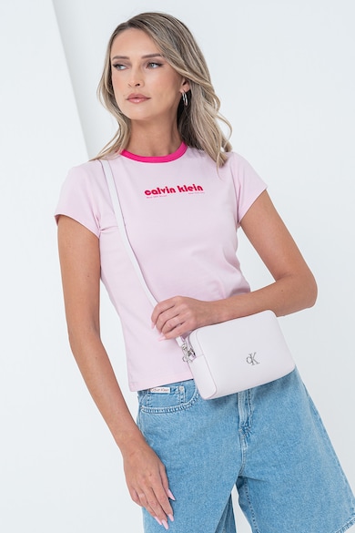 CALVIN KLEIN JEANS Слим тениска с лого и шарка