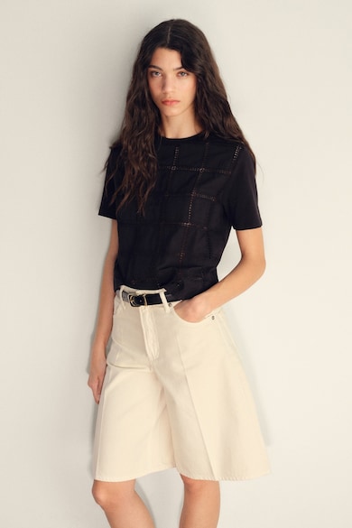 Mango Памучна тениска с отвори