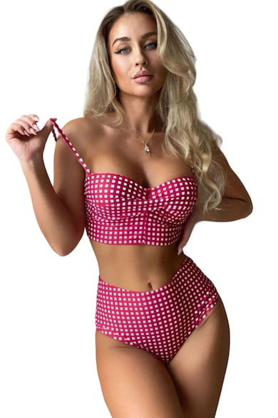 Дамски Бански С Висока Талия (Retro) — Фигура Удължаваща Опция EFAYN.RO Дамски бански костюм 2 части