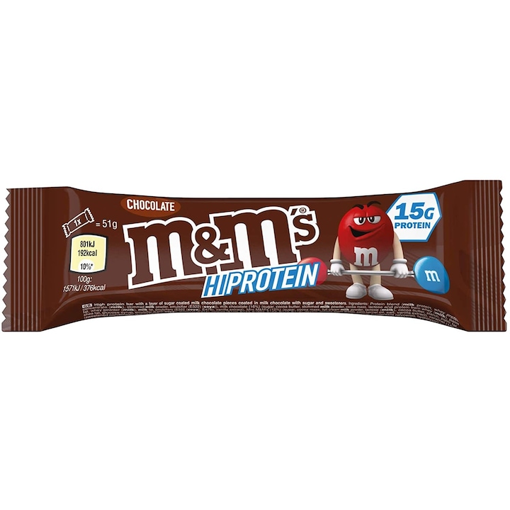 Протеинов бар M&M's Hi Protein Bar Chocolate 51гр - eMAG.bg