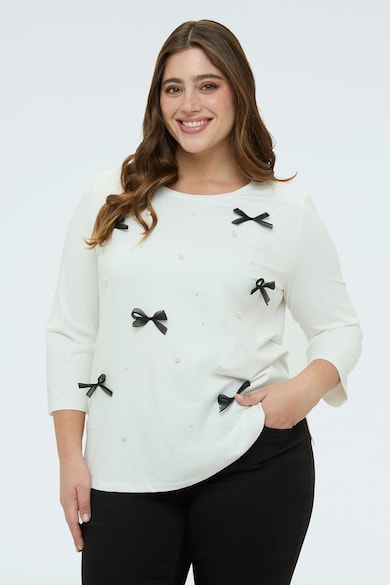 Топ 8 Дамски Блузи С Дантела И Ефирни Материи За Романтични Вечери Fiorella Rubino Блуза с 3/4 ръкави с мъниста и панделки