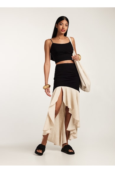 Alina Cernatescu Комплект от топ и миди пола от памук и текстуриран лен Merzouga