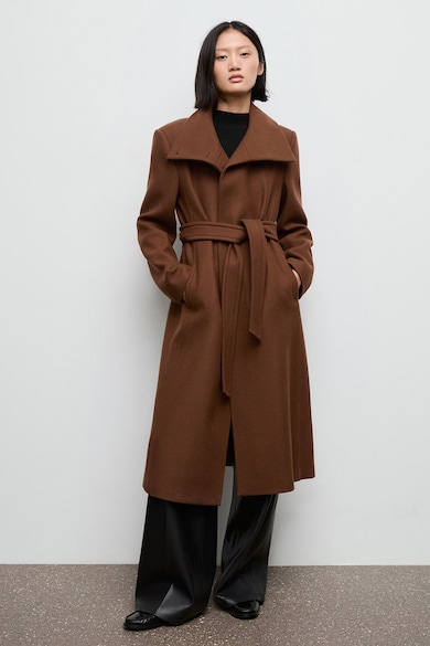 Mango Палто с вълна и връзка