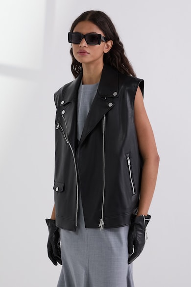 Karl Lagerfeld Елек от еко кожа с двойни ревери