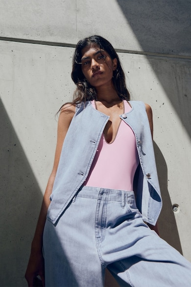 Mango Дънков елек с копчета