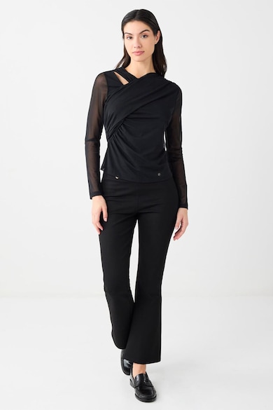 Топ 8 Дамски Блузи С Дантела И Ефирни Материи За Романтични Вечери JIMMY KEY Драпирана блуза с полупрозрачни ръкави