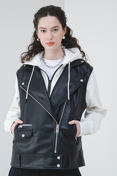 KARL LAGERFELD JEANS Елек от еко кожа с джобове встрани