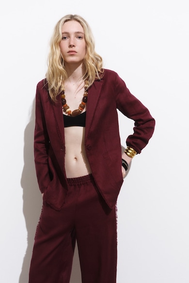 Mango Ленено сако с двойни ревери