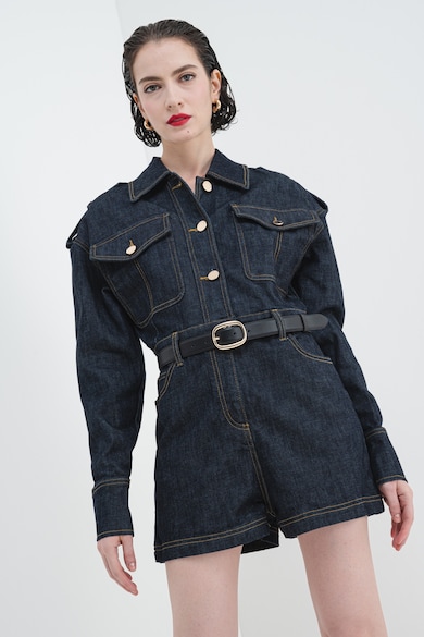 SELF-PORTRAIT Къс гащеризон от деним с джобове