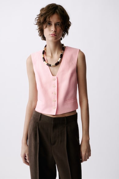 Mango Ленен елек с копчета