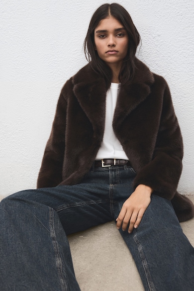 Mango Палто от еко пух с ревери